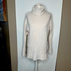 LOFT textured and ribbed cream colored turtleneck tunic